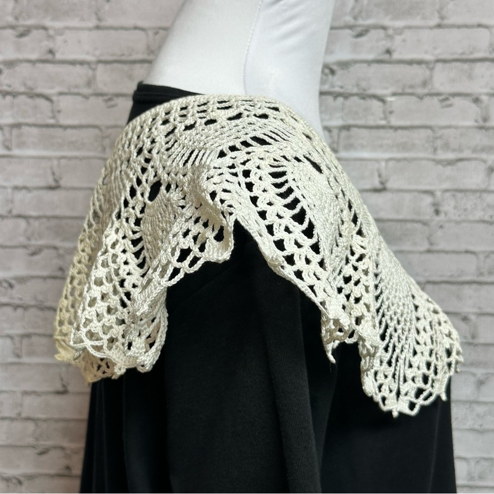 Vintage Crochet Ecru Beige Ivory Lace Collar 22 in X 7 in - Picture 8 of 9